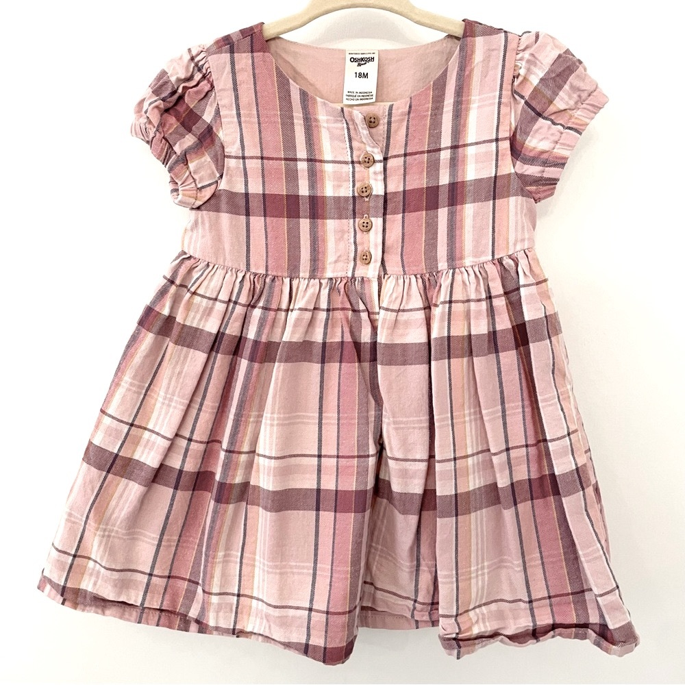 Oshkosh Girls pink plaid dress size 18 months